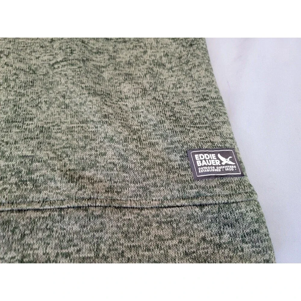 Eddie Bauer Mens XL Green Snap Mock Neck Pullover Sweater Fleece 100% Polyester - Picture 7 of 10